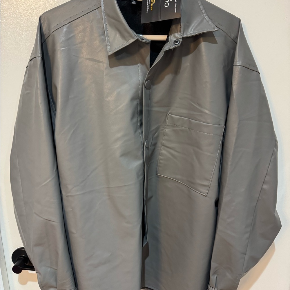 Glimms by Differio - Gray Faux Leather Shirt/Jacket - Size Large